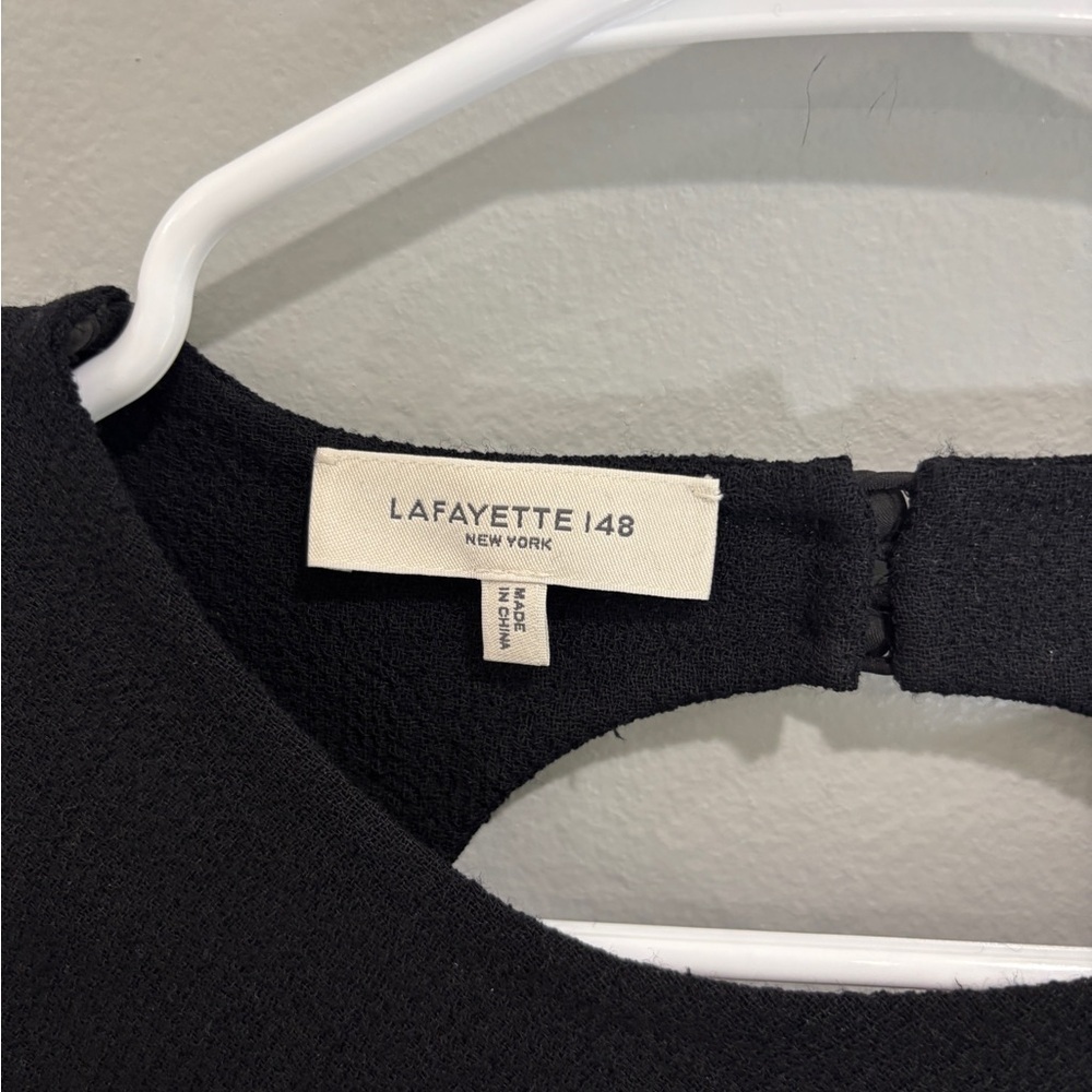 Lafayette 148 New York Black Wool Nouveau Midi Dress Size 10 Cocktail Career - Picture 13 of 15